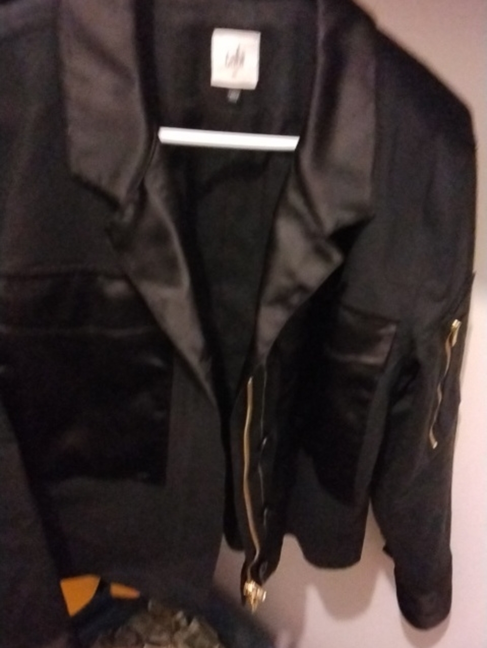 CAbi Black Jacket with Gold Zipper Accents